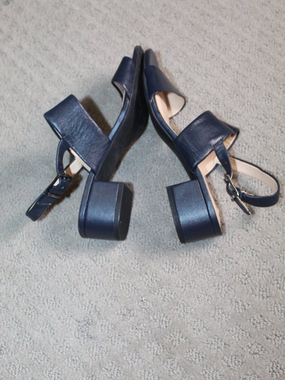 Alex Marie Size 7.5 Navy Blue Strappy 2" Heels - Picture 4 of 6